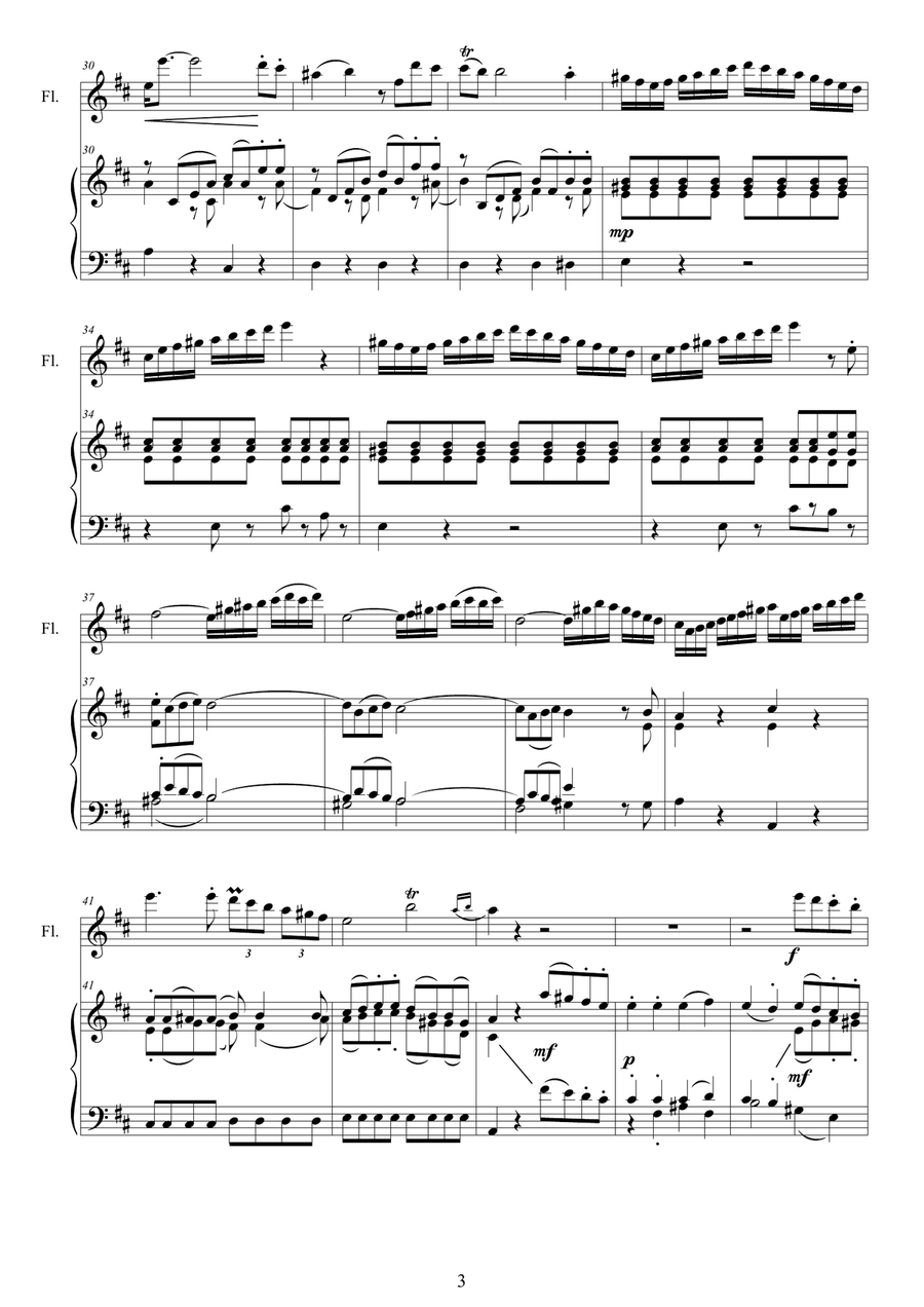 Mozart - Flute quartet in D K.285 - 1 Allegro - Version Flute and piano Flute Solo scores gallery preview page 3