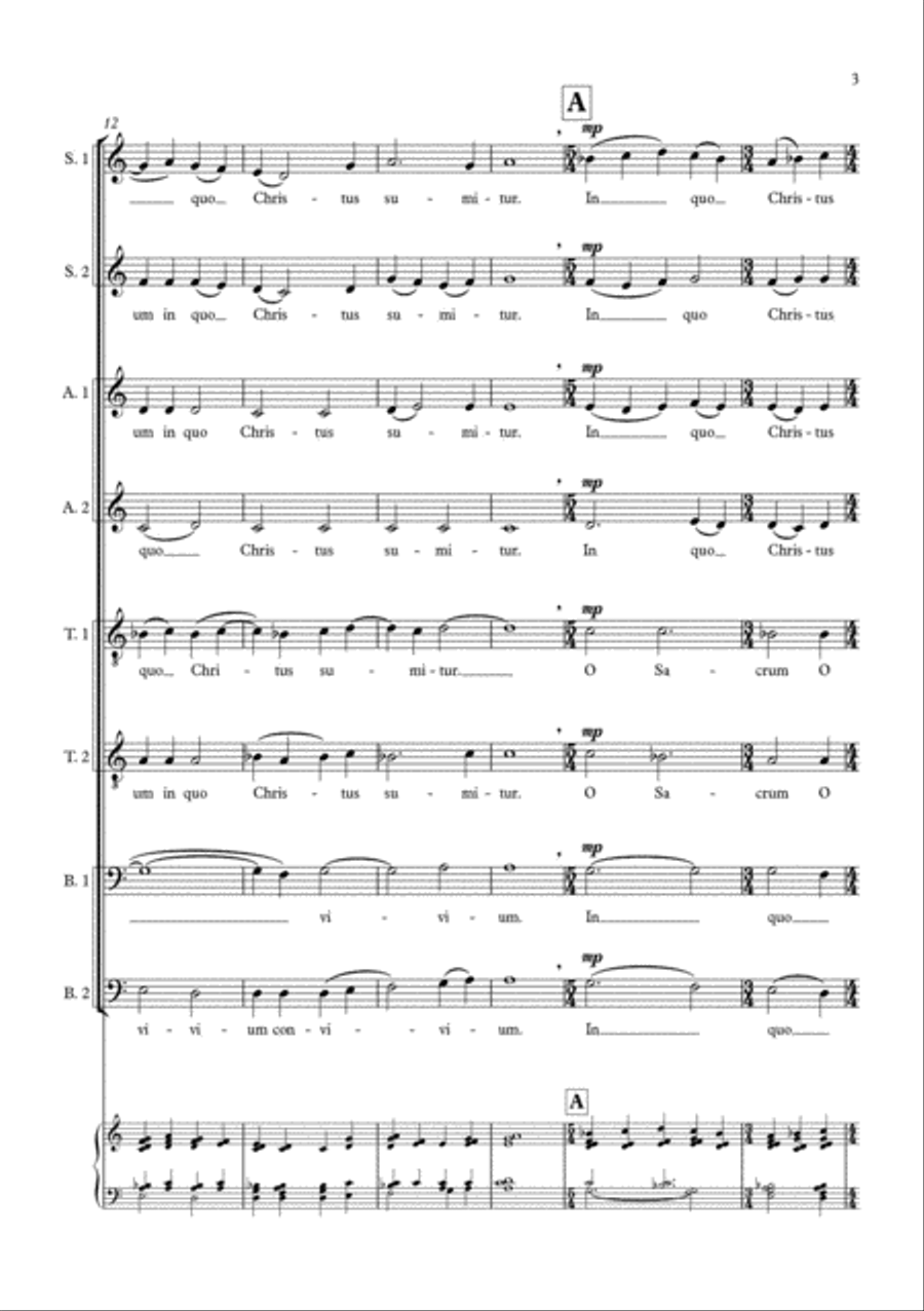 O Sacrum Convivium for Mixed Choir (SSAATTBB) SSAATTBB scores gallery preview page 4