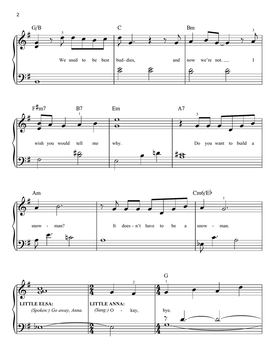 Do You Want To Build A Snowman? (from Frozen) Easy Piano scores gallery preview page 2