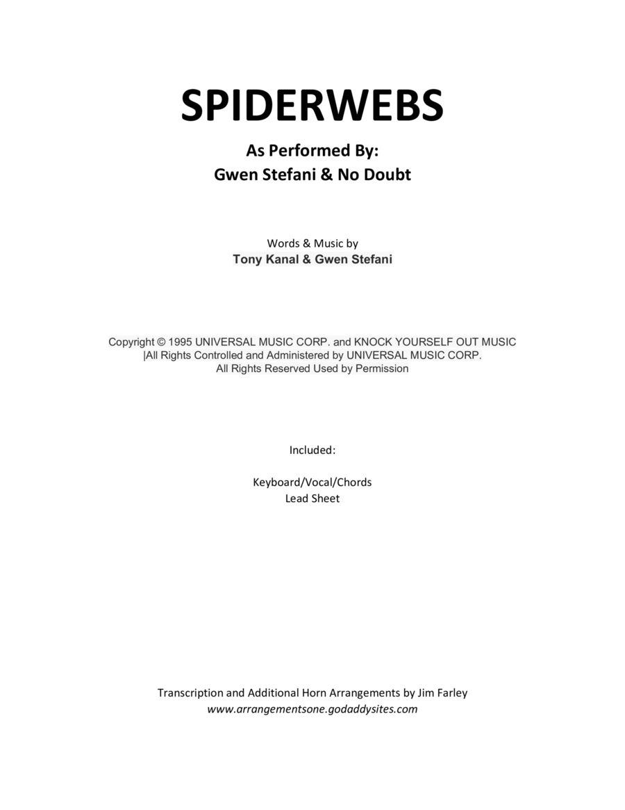 Spiderwebs Piano, Vocal, Guitar scores gallery preview page 1