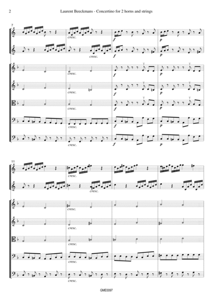 Laurent Beeckmans - Concertino for 2 horns and strings - score and parts