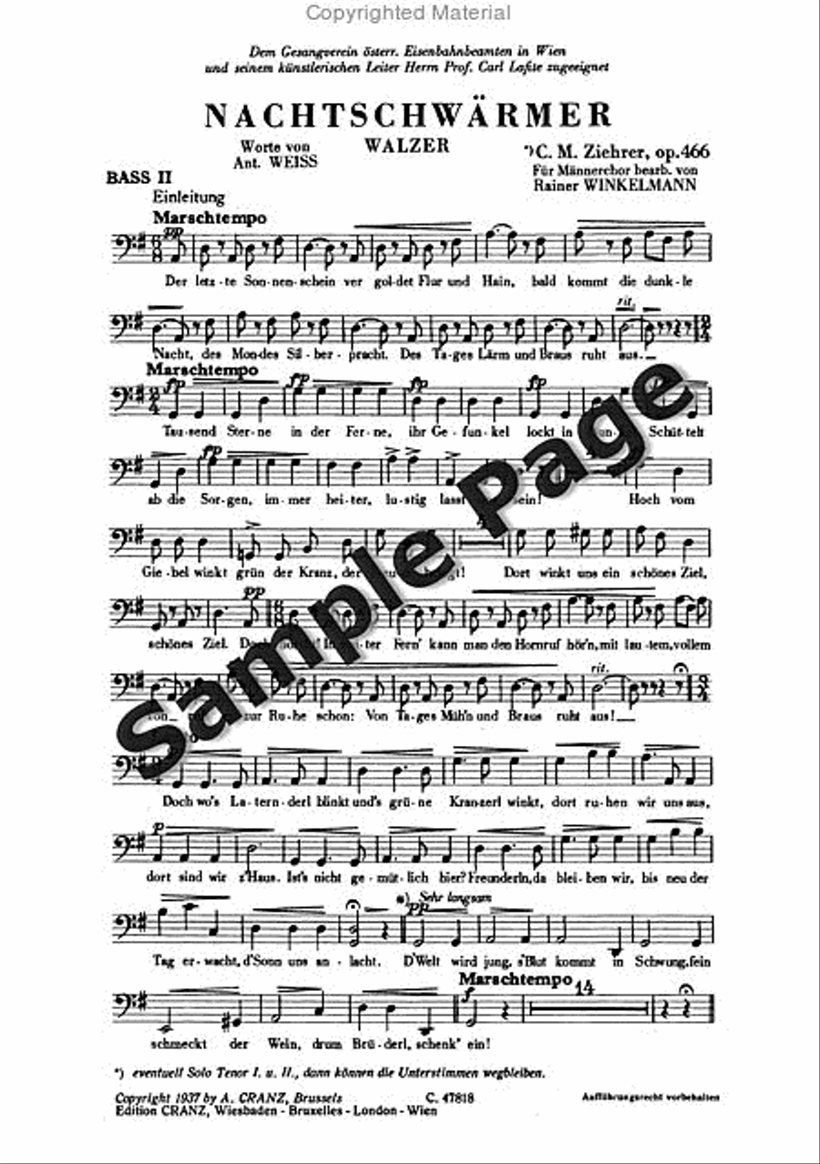 Ziehrer Cm Nachtschwaermer Op466 TTBB scores gallery preview page 2