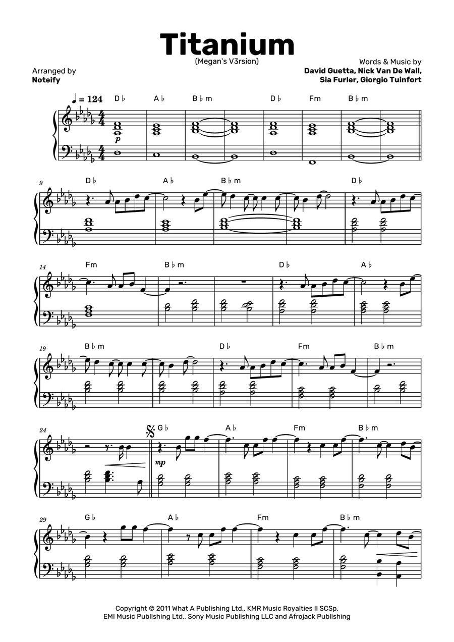 Titanium Piano Solo scores gallery preview page 1