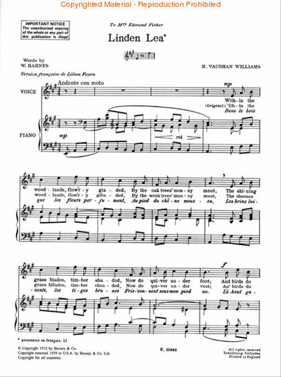 Linden Lea High Voice scores gallery preview page 2
