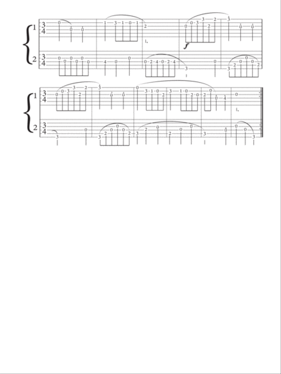 First Lessons in Bach for Guitar Duet - Volume 1 - Rhythmic Tablature