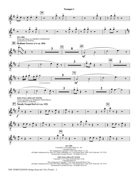 The Temptations (Songs from Ain't Too Proud) (arr. Mark Brymer) - Trumpet 1