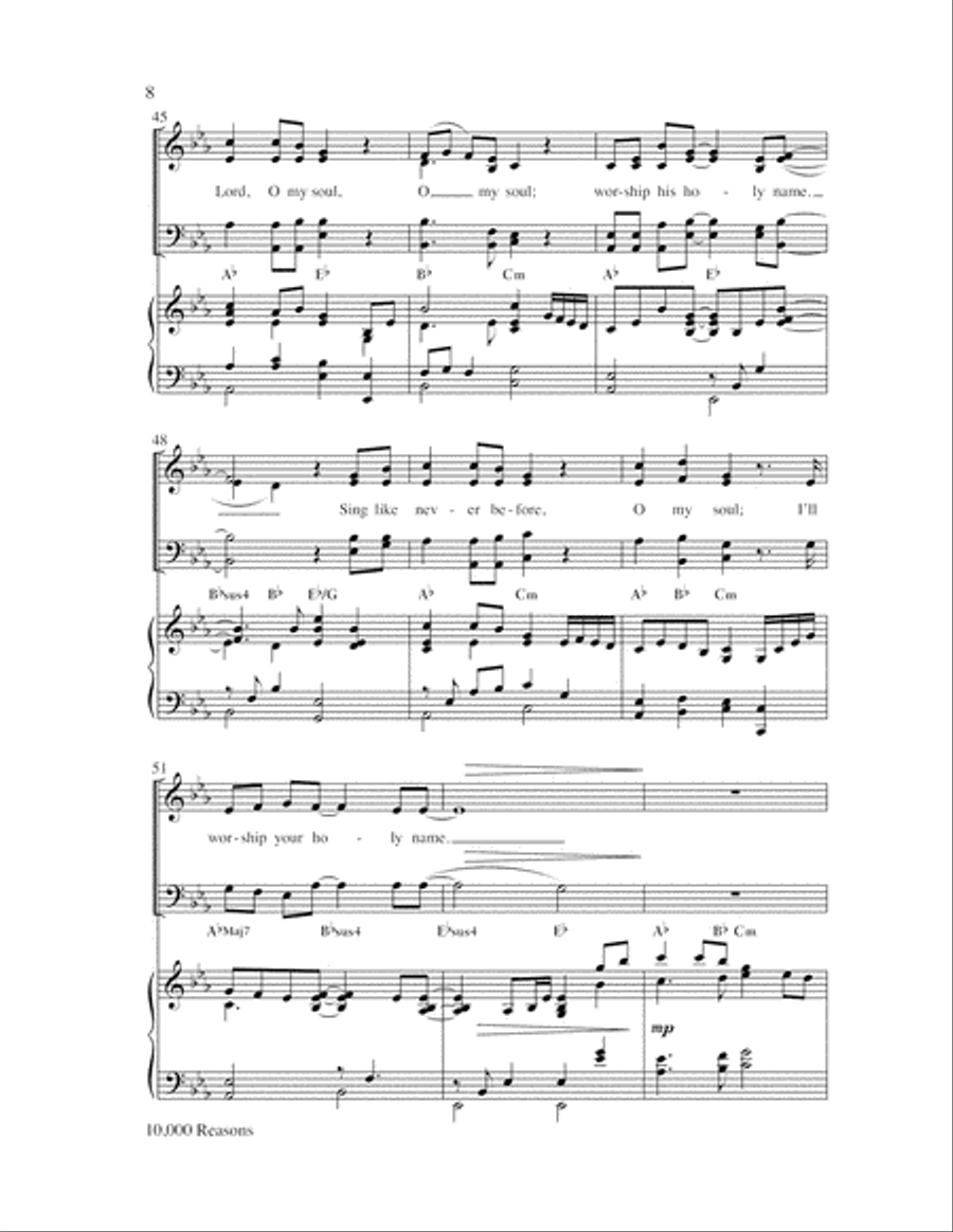 10,000 Reasons (Bless the Lord) 4-Part scores gallery preview page 8