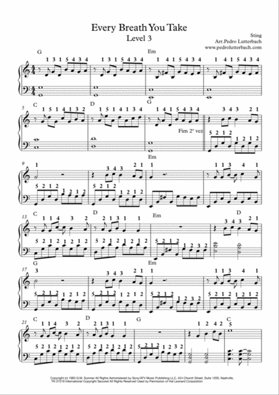 Every Breath You Take Every Breath You Take Voice scores gallery preview page 1
