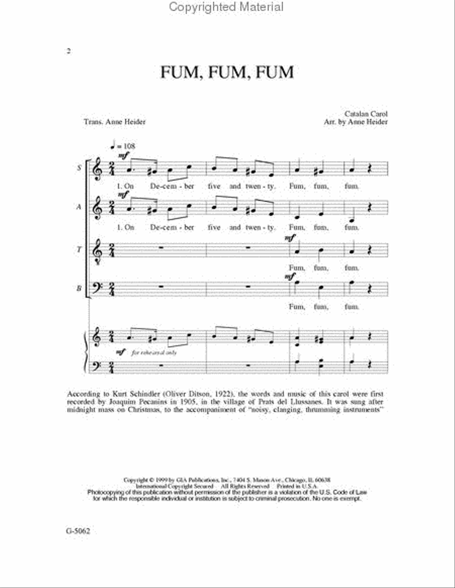 Fum, Fum, Fum SSAATTBB scores gallery preview page 2