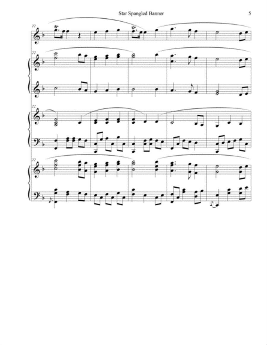 Star Spangled Banner (flexible duet) Piano scores gallery preview page 6