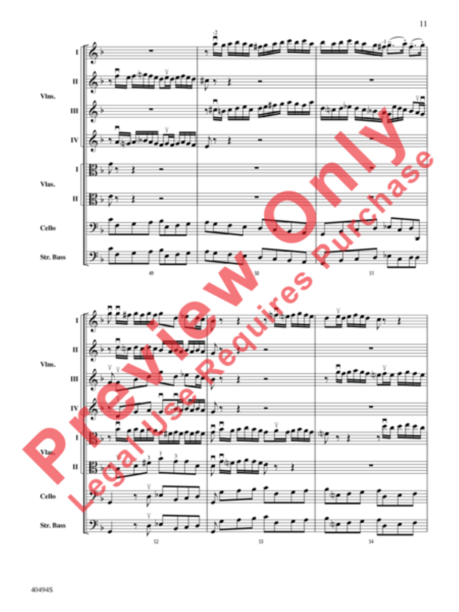 Brandenburg Concerto No. 1 in F Major String Orchestra scores gallery preview page 12