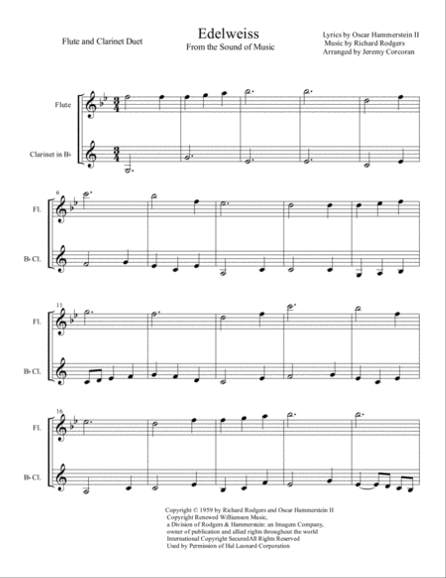 Edelweiss Woodwind Duet scores gallery preview page 1