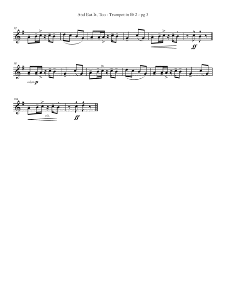 And Eat It, Too for Trumpet Trio by Eddie Lewis Trumpet Trio scores gallery preview page 6