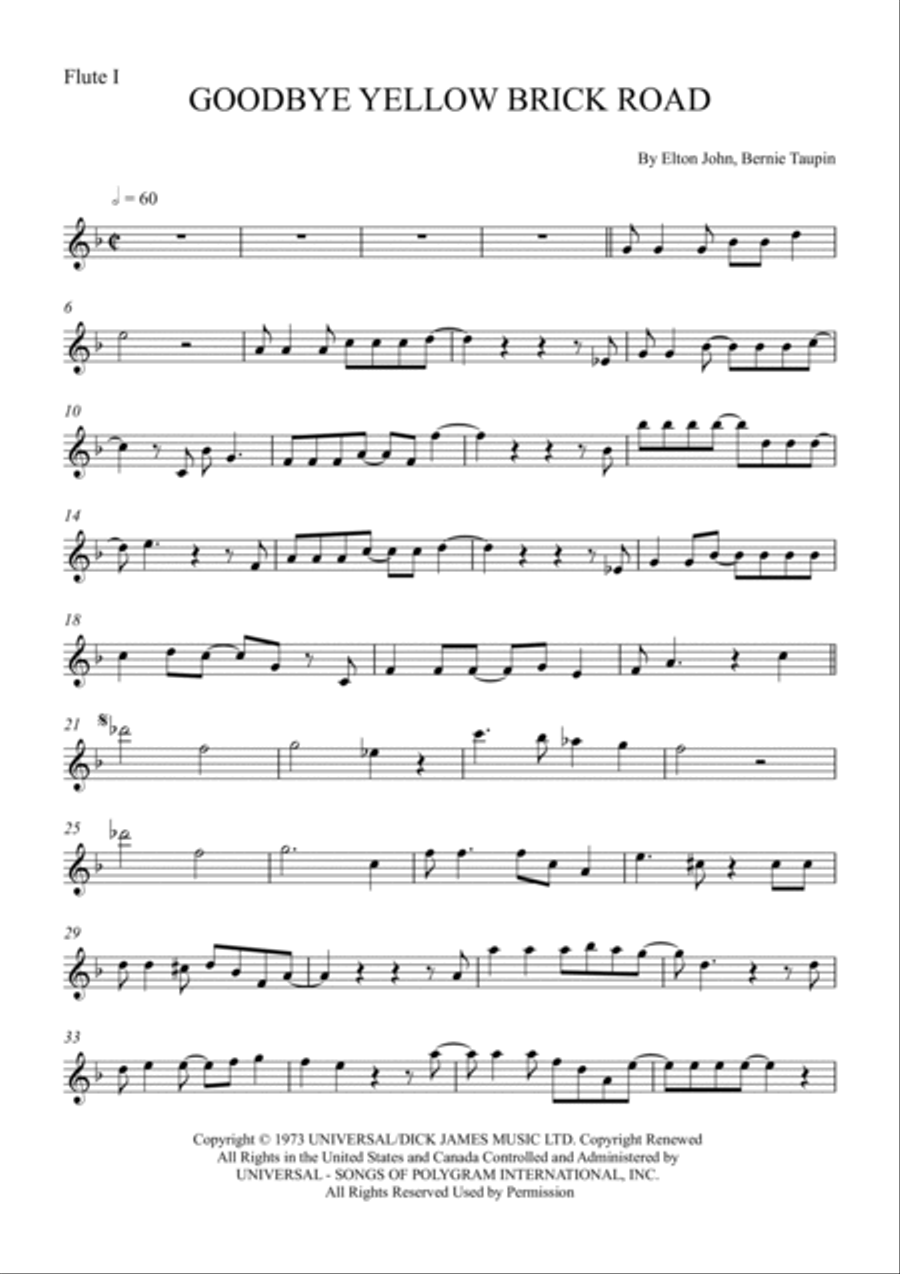 Goodbye Yellow Brick Road Flute Duet scores gallery preview page 4