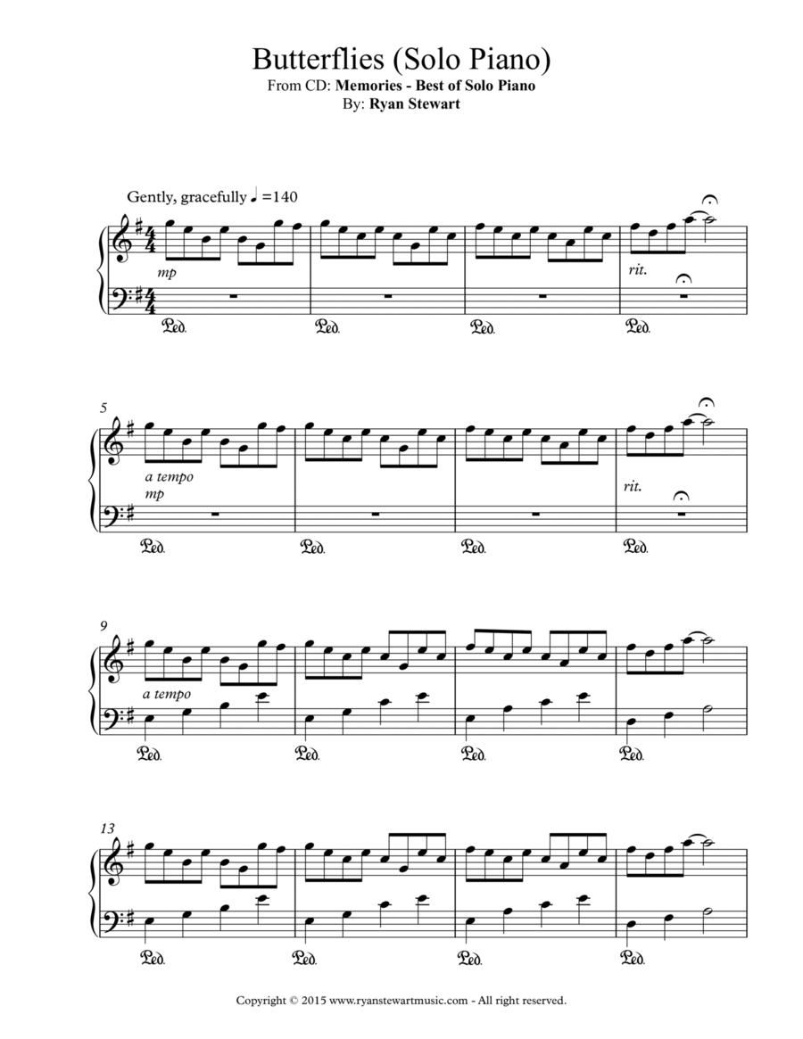 Butterflies (Solo Piano) Piano Solo scores gallery preview page 1