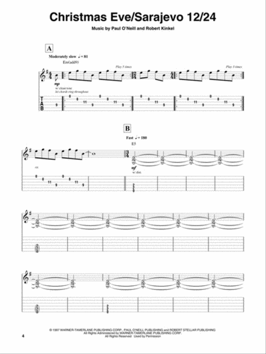 Trans-Siberian Orchestra Guitar Tablature scores gallery preview page 3