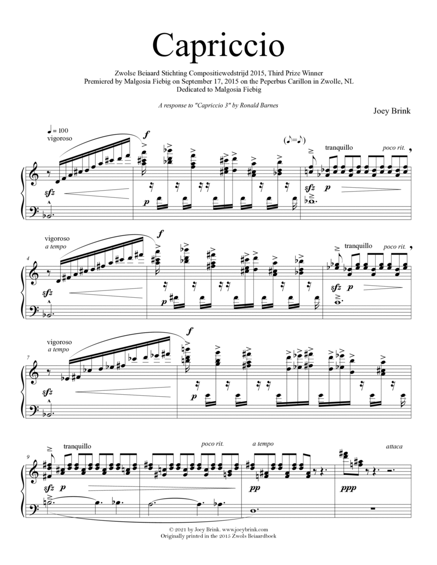 Capriccio, for carillon Capriccio, for carillon Glockenspiel scores gallery preview page 1