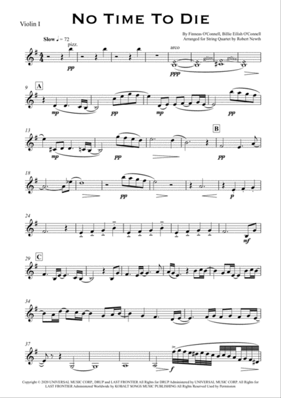 No Time To Die String Quartet scores gallery preview page 5