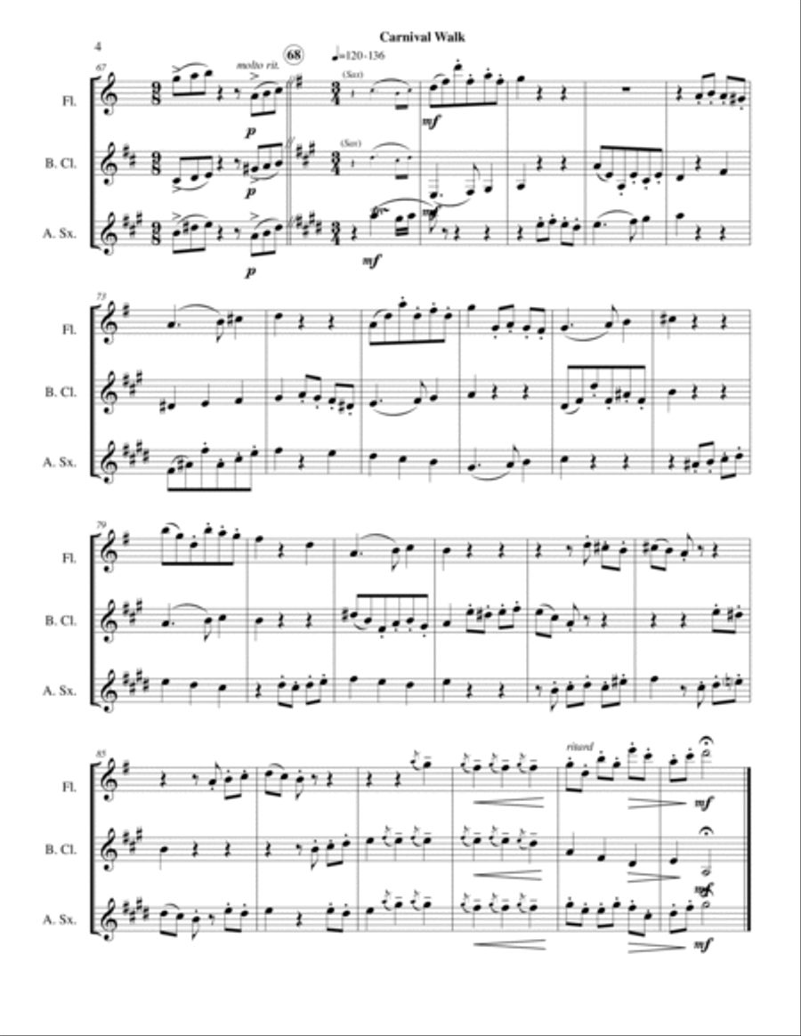 Carnival Walk (Fl-Cl-Sax) Woodwind Trio scores gallery preview page 6