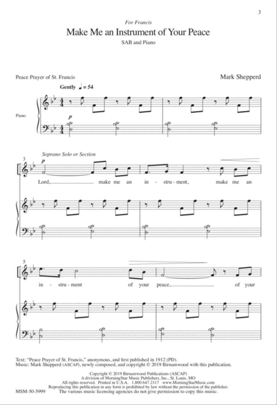 Make Me an Instrument of Your Peace 3-Part scores gallery preview page 2
