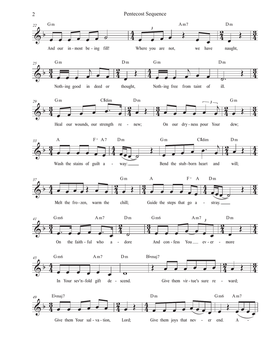 Pentecost Sequence (Come, O Holy Spirit, Come) (Vocal solo - Low Key) Piano, Vocal scores gallery preview page 2