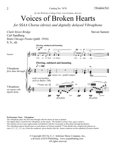 Voices of Broken Hearts (Downloadable Vibraphone Part)