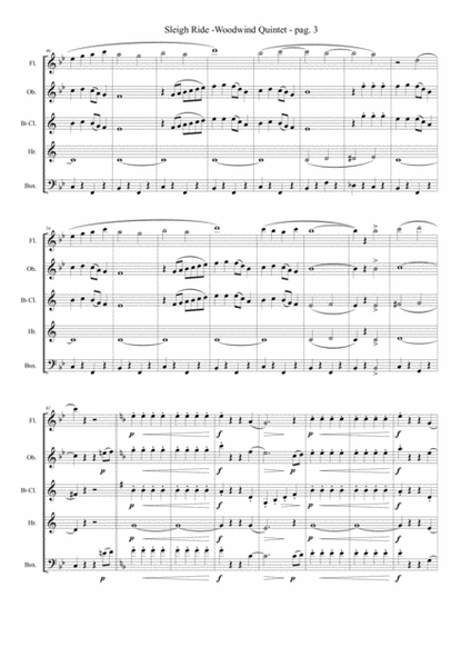 Sleigh Ride - Woodwind Quintet (opt. Alto Sax) image number null