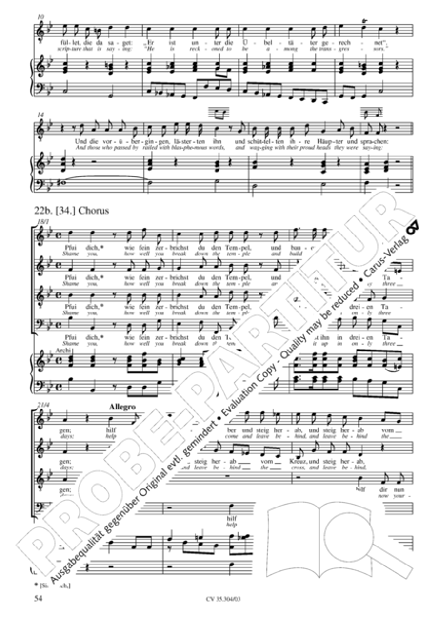 St. Mark Passion (Markus-Passion) 4-Part scores gallery preview page 55