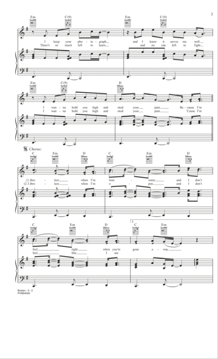 Broken Piano, Vocal, Guitar scores gallery preview page 2