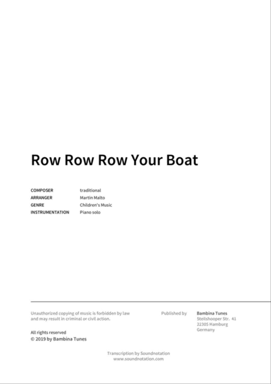 Row Row Row Your Boat Piano scores gallery preview page 2