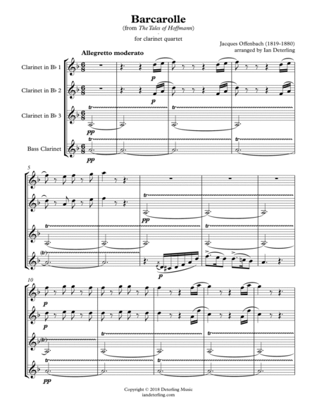 Barcarolle (for Clarinet Quartet) image number null
