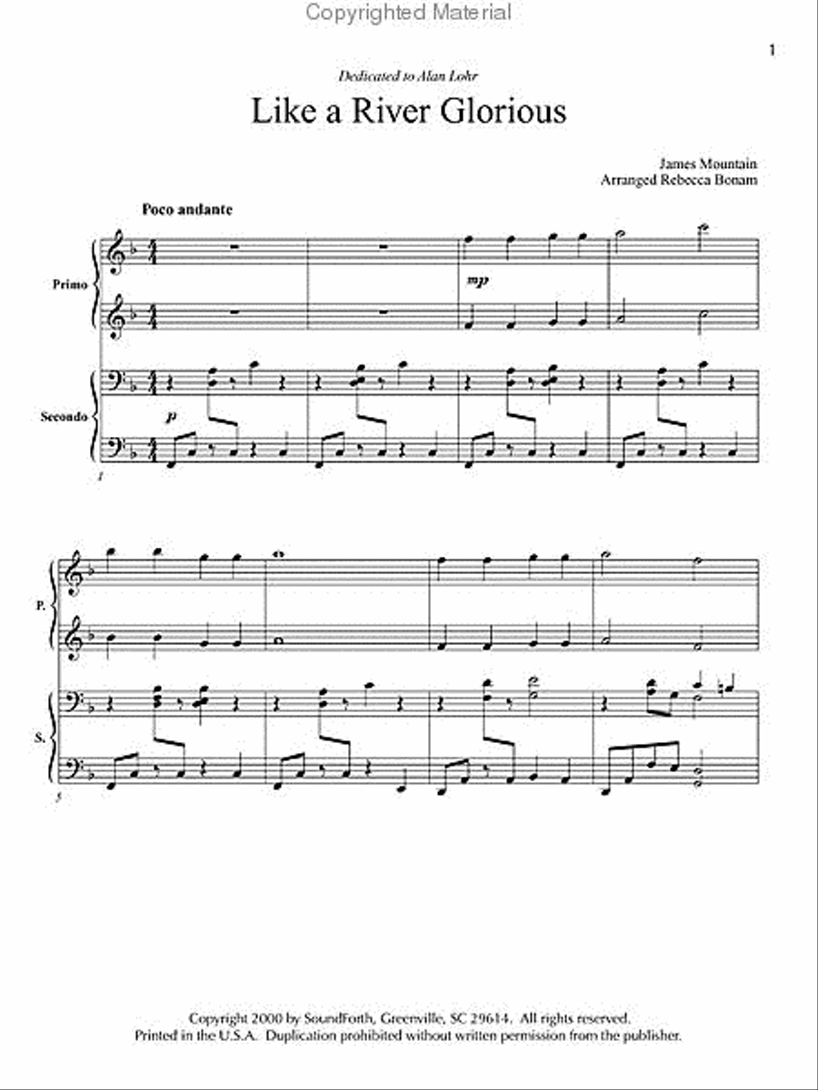 Like a River Glorious 1 Piano, 4-Hands scores gallery preview page 2