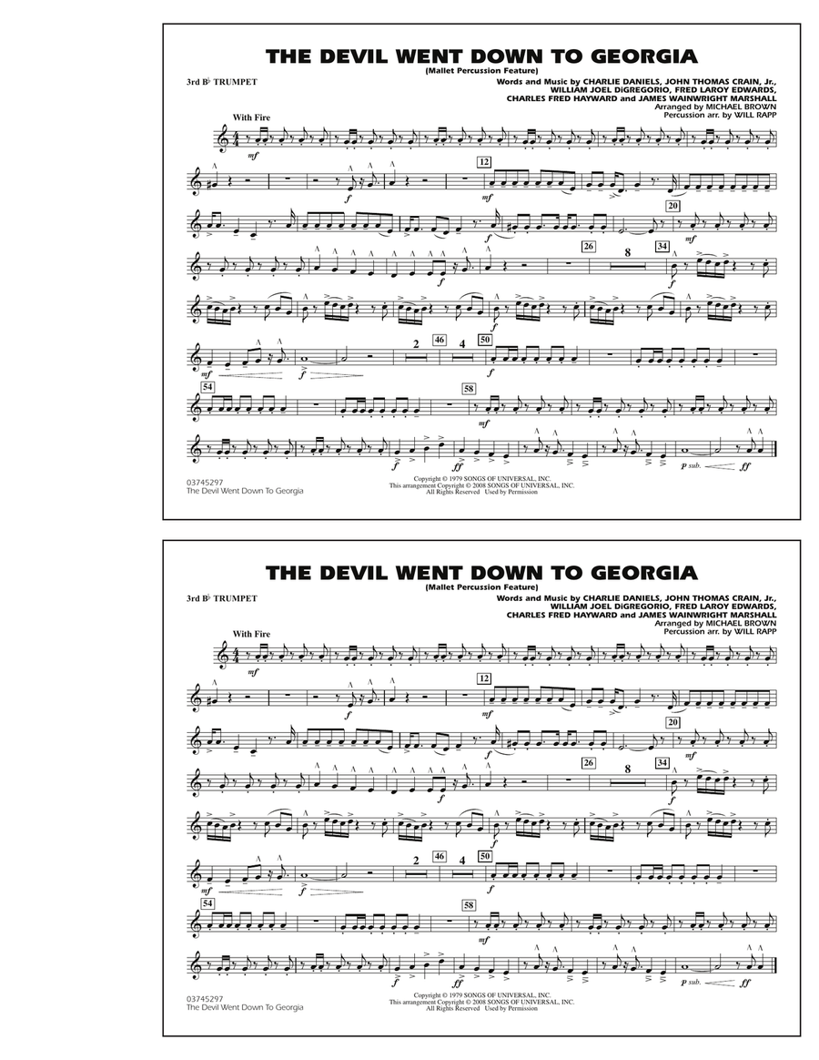 The Devil Went Down to Georgia - 3rd Bb Trumpet Marching Band scores gallery preview page 1