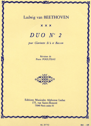 Book cover for Duo No.2 (clarinet & Bassoon)