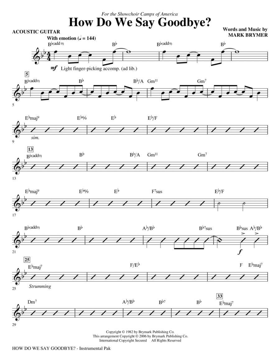 How Do We Say Goodbye? - Acoustic Guitar