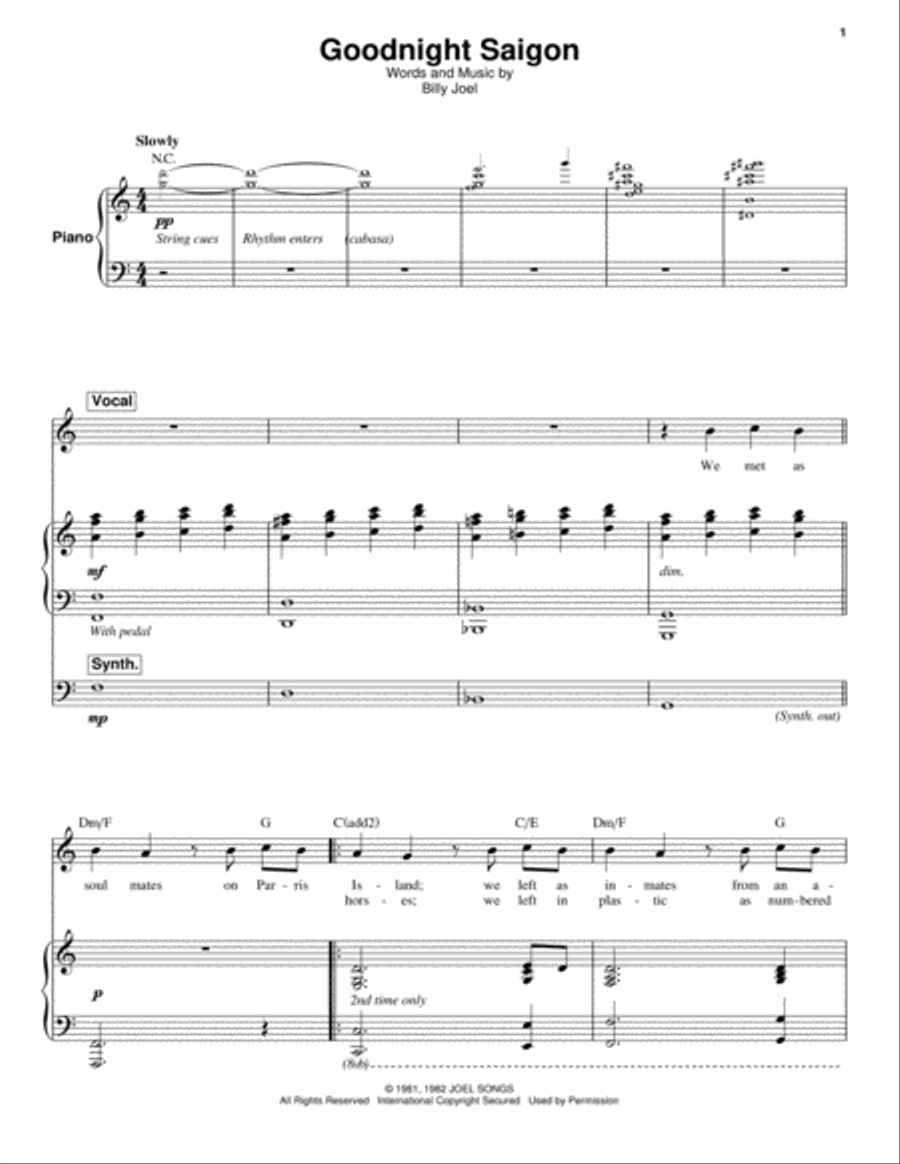 Goodnight Saigon Goodnight Saigon Piano scores gallery preview page 1