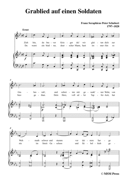 Schubert-Grablied auf einen Soldaten,in c minor,for Voice&Piano image number null
