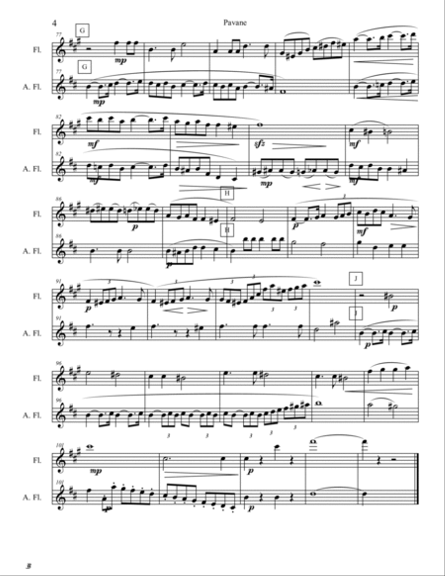 Pavane for Flute and Alto Flute Woodwind Duet scores gallery preview page 5