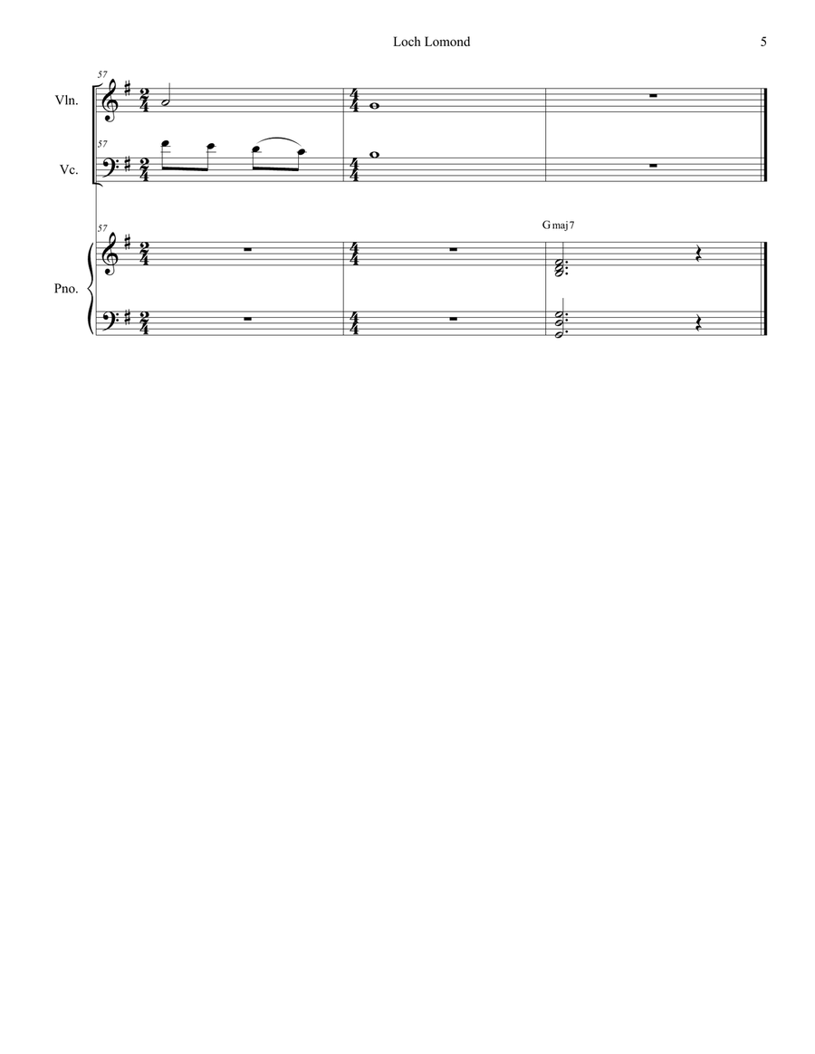 Loch Lomond (Duet for Violin and Cello) Piano Trio scores gallery preview page 5