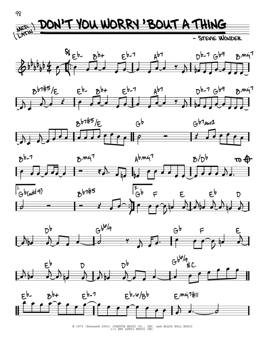 Don't You Worry 'Bout A Thing Piano scores gallery preview page 1