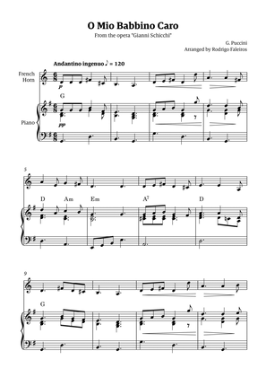 O Mio Babbino Caro - for french horn solo (with piano accompaniment and chords)