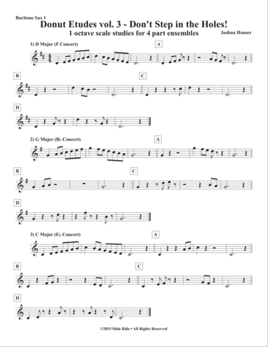 Donut Etudes vol. 3: Don’t Step in the Holes! – Baritone Saxophone Quartet Baritone Saxophone scores gallery preview page 4