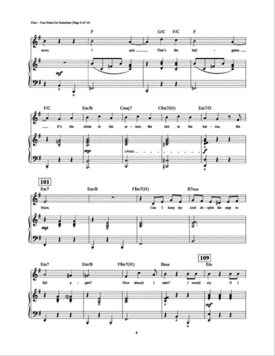 You Gotta Die Sometime Piano, Vocal, Guitar scores gallery preview page 6