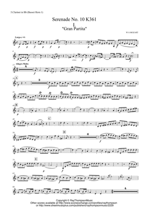Mozart: Serenade No 10 in Bb "Gran Partita": (clarinet parts substitute for basset horns)
