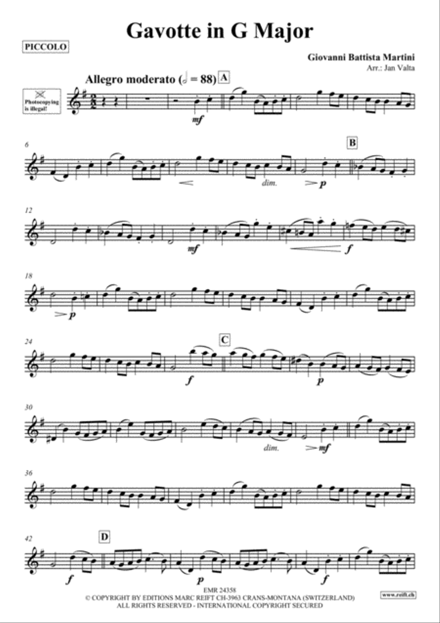Gavotte in G Major Gavotte in G Major Piccolo scores gallery preview page 2