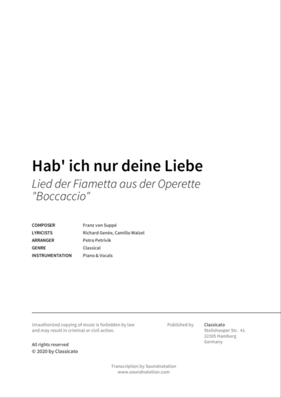 Hab' ich nur deine Liebe Piano, Vocal, Guitar scores gallery preview page 2
