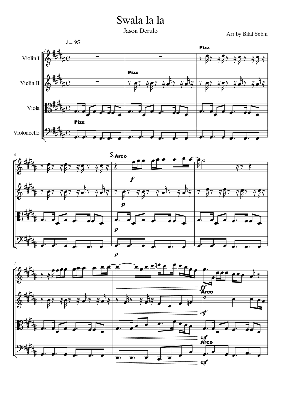 Swalla (feat Nicki Minaj & Ty Dolla) String Quartet scores gallery preview page 1