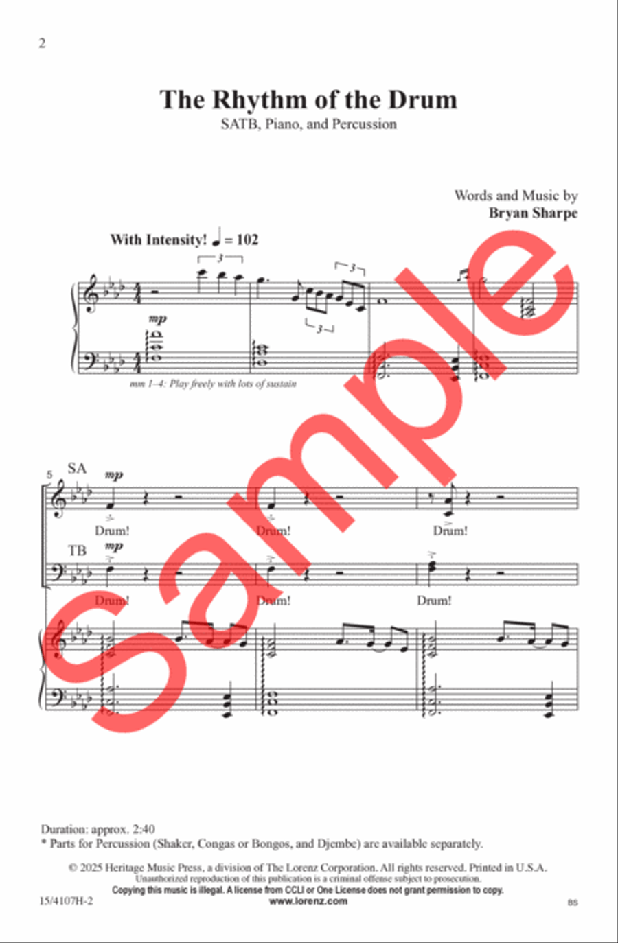 The Rhythm of the Drum The Rhythm of the Drum 4-Part scores gallery preview page 3