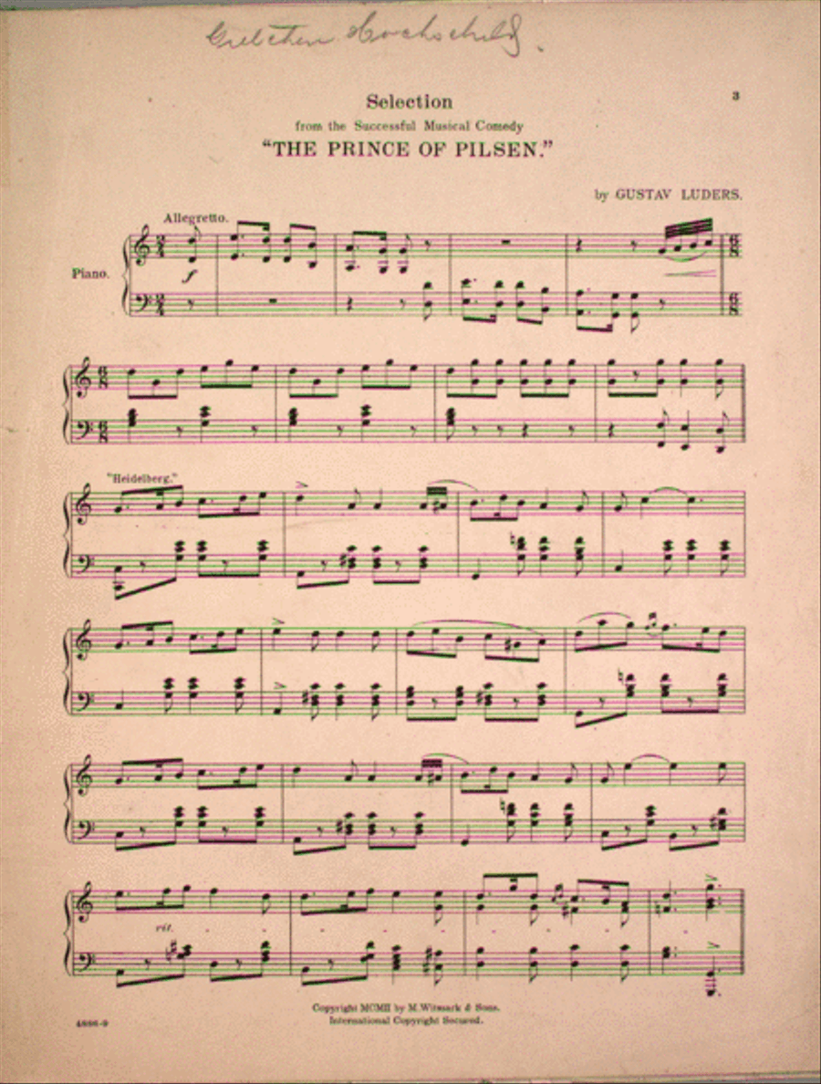 Selection from the Successful Musical Comedy 