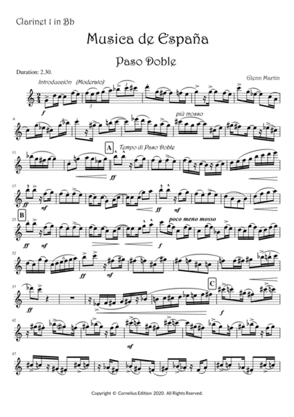 "Paso Double" Woodwind Quartet 4 Bb Clarinets Spanish Dance Musica de España image number null